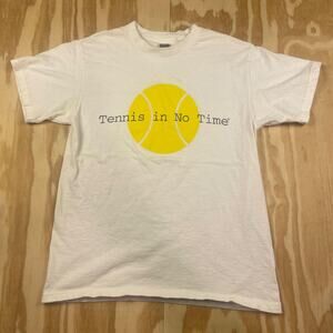 Vintage “Tennis in No Time” Graphic T-Shirt – White – Men’s M